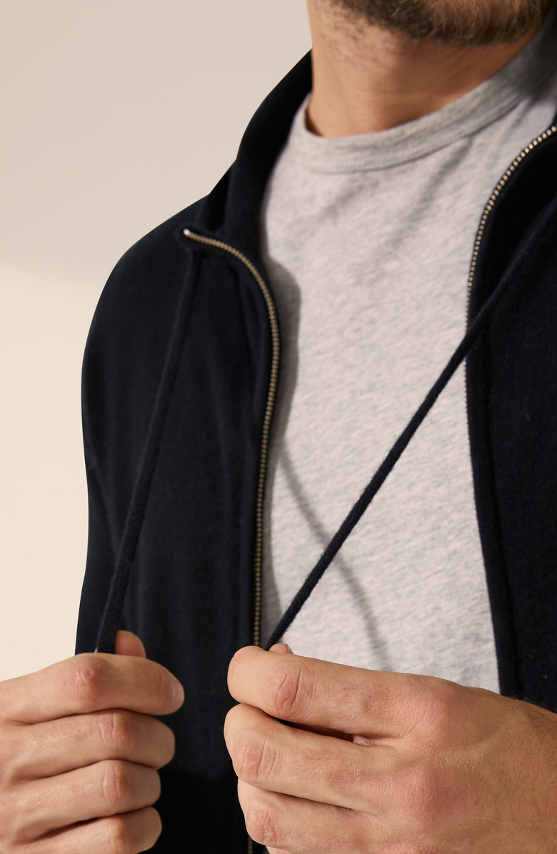 Italic Tyler Cashmere Zip Hoodie, Alternate, color, Black