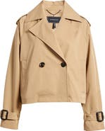 BCBG Max Azria Double Breasted Crop Trench Coat