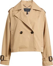 BCBG Max Azria Double Breasted Crop Trench Coat