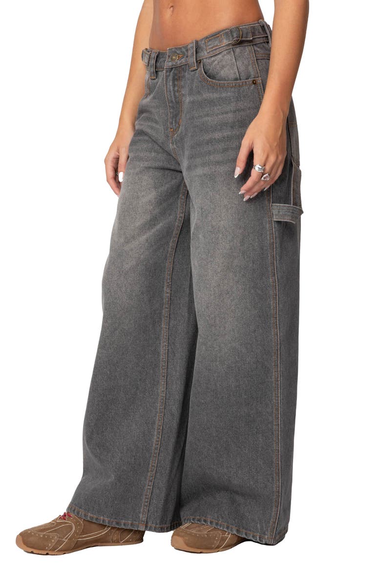Low Rise Nonstretch Baggy Carpenter Jeans, Alternate, color, GRAY-WASHED