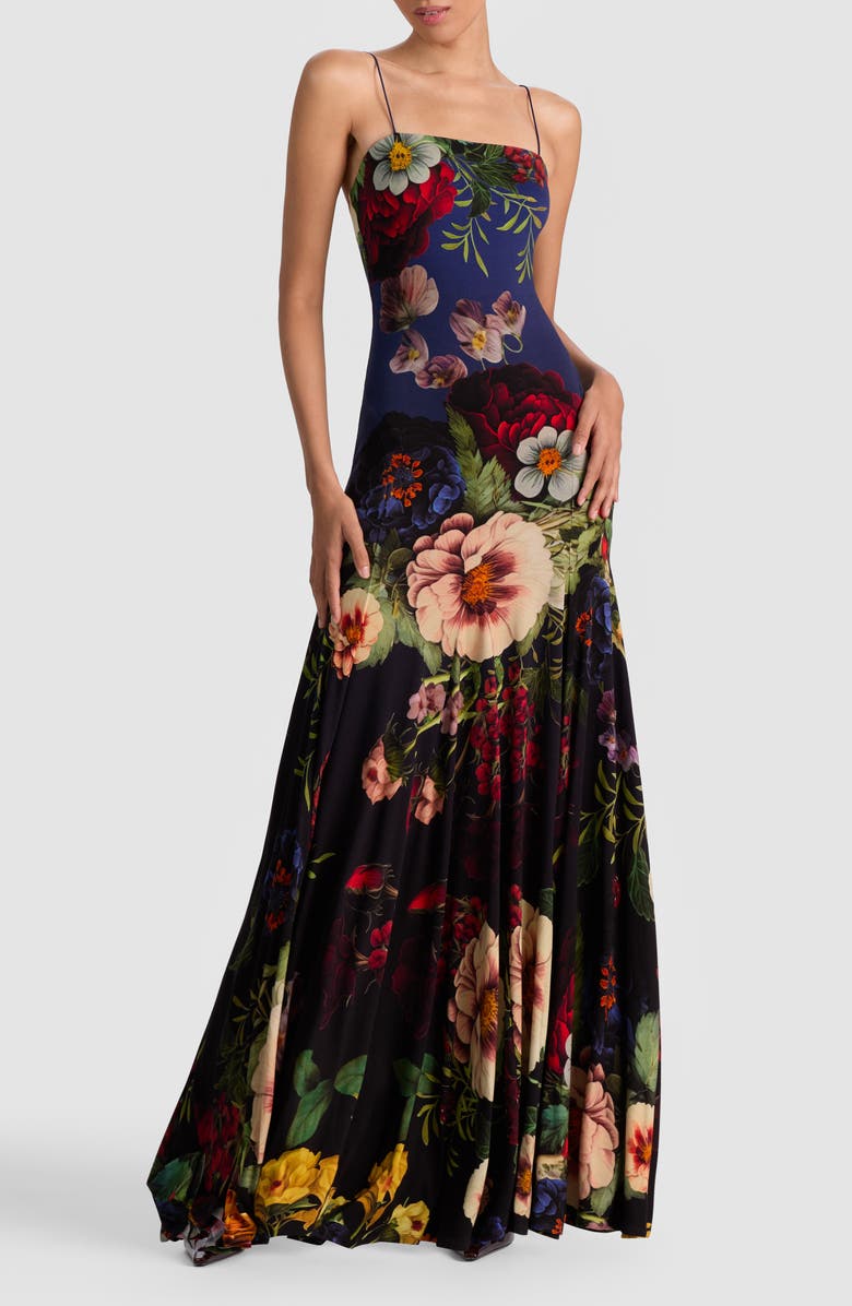 Alice + Olivia Augusta Floral Gown, Main, color, Magic Garden Gradient