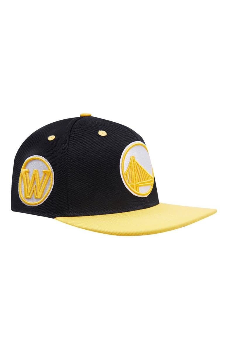 PRO STANDARD Men's Pro Standard  Black/Yellow Golden State Warriors Sneaker Hook Snapback Hat, Main, color, 