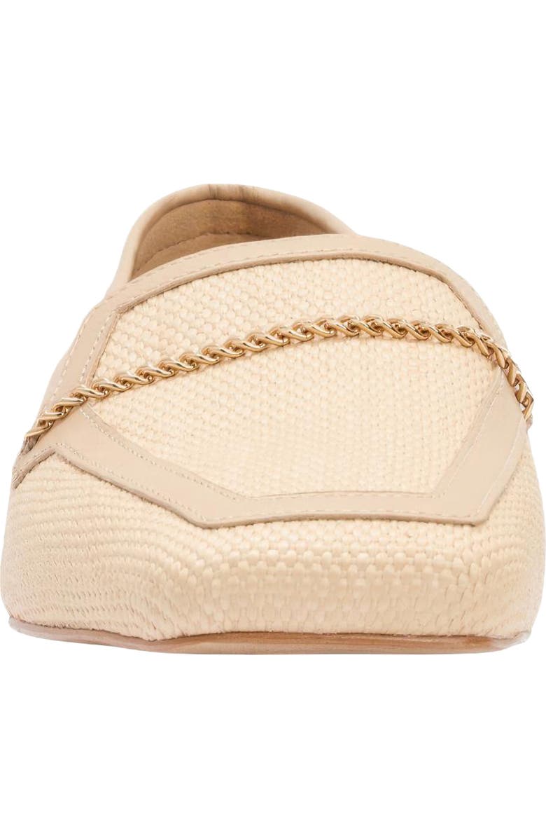André Assous Ariane Raffia Chain Embellished Loafer, Alternate, color, Bone