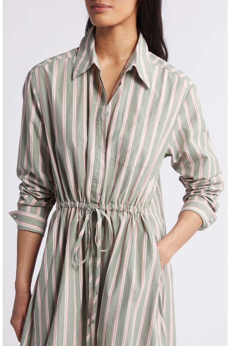 Stripe Long Sleeve Cotton Shirtdress, Alternate, color, GREEN- CORAL FRANKIE STRIPE