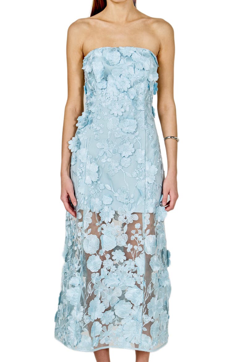 strapless 3d floral embroidered dress with tiered maxi skirt Lulus | Black Multi 3D Floral Embroidered Maxi Dress | Womens | Small (Available in XS)