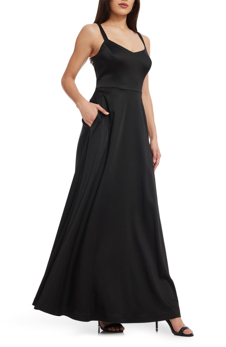 Dress the Population Nina Fit & Flare Gown, Alternate, color, Black