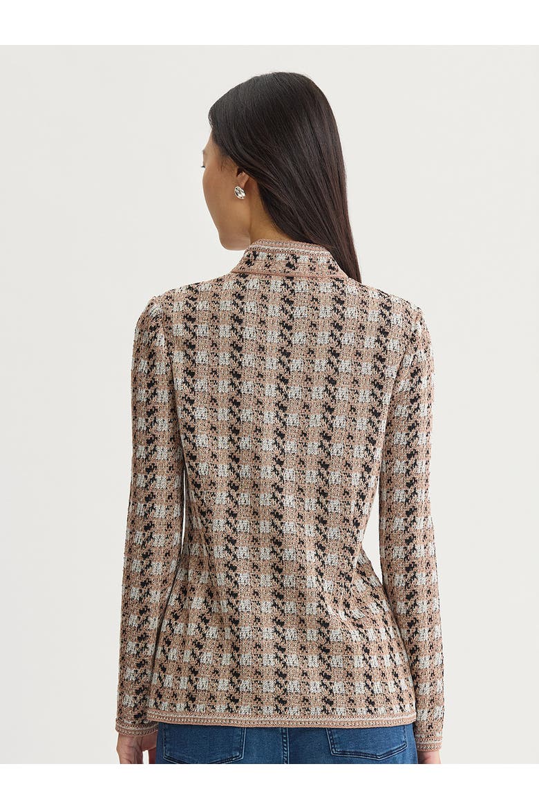 Tailored Houndstooth Tweed Knit Jacket, Alternate, color, Charmeuse/Biscotti/Black