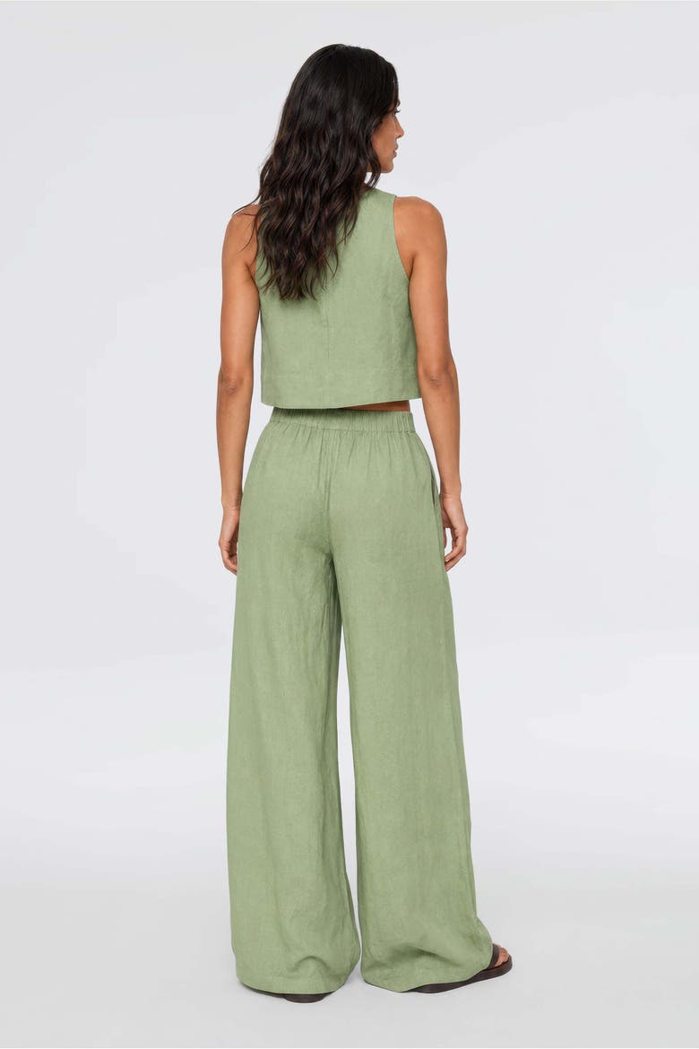 Ciel 100% Linen High-Waist Wide-Leg Pants, Alternate, color, Green
