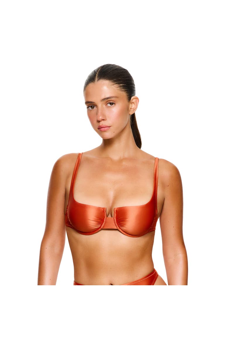 Satin Royale Underwire Bikini Top Swimsuit, Main, color, Spice