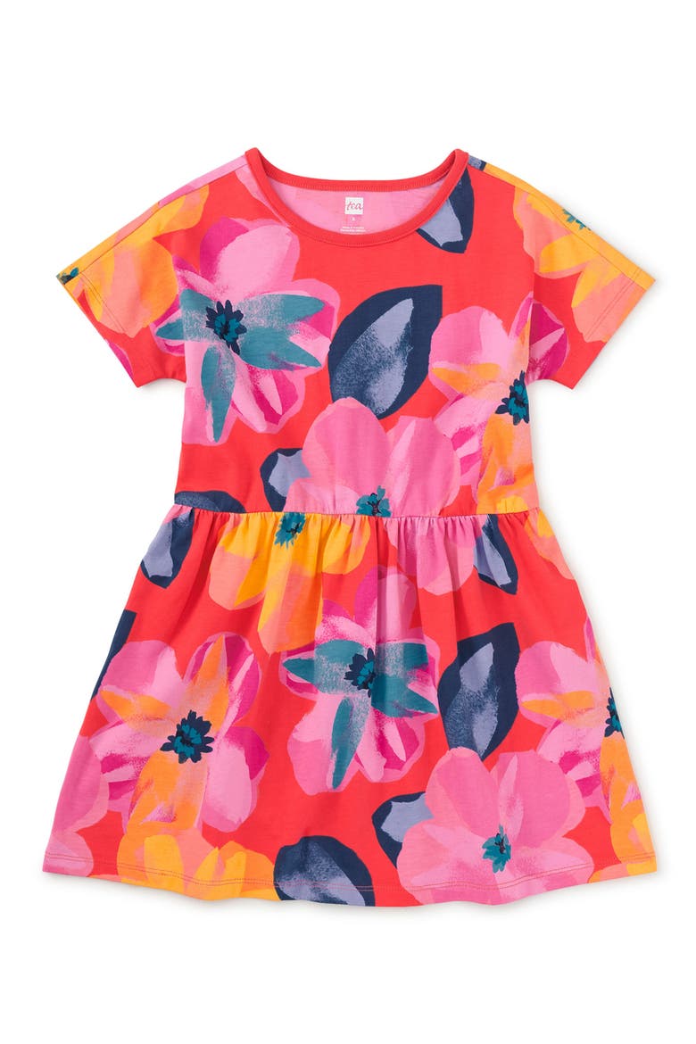 Short Sleeve Twirl Dress, Main, color, Large Tropical Floral