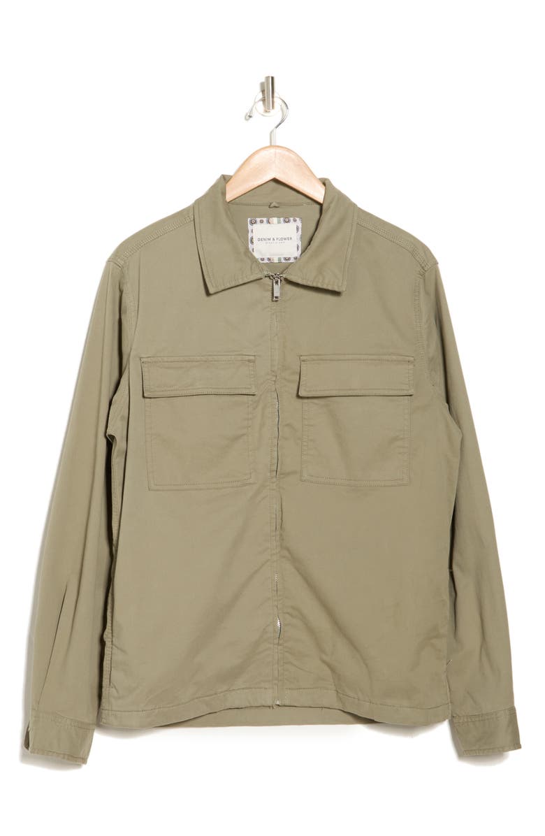 Sage Twill Zip Shacket