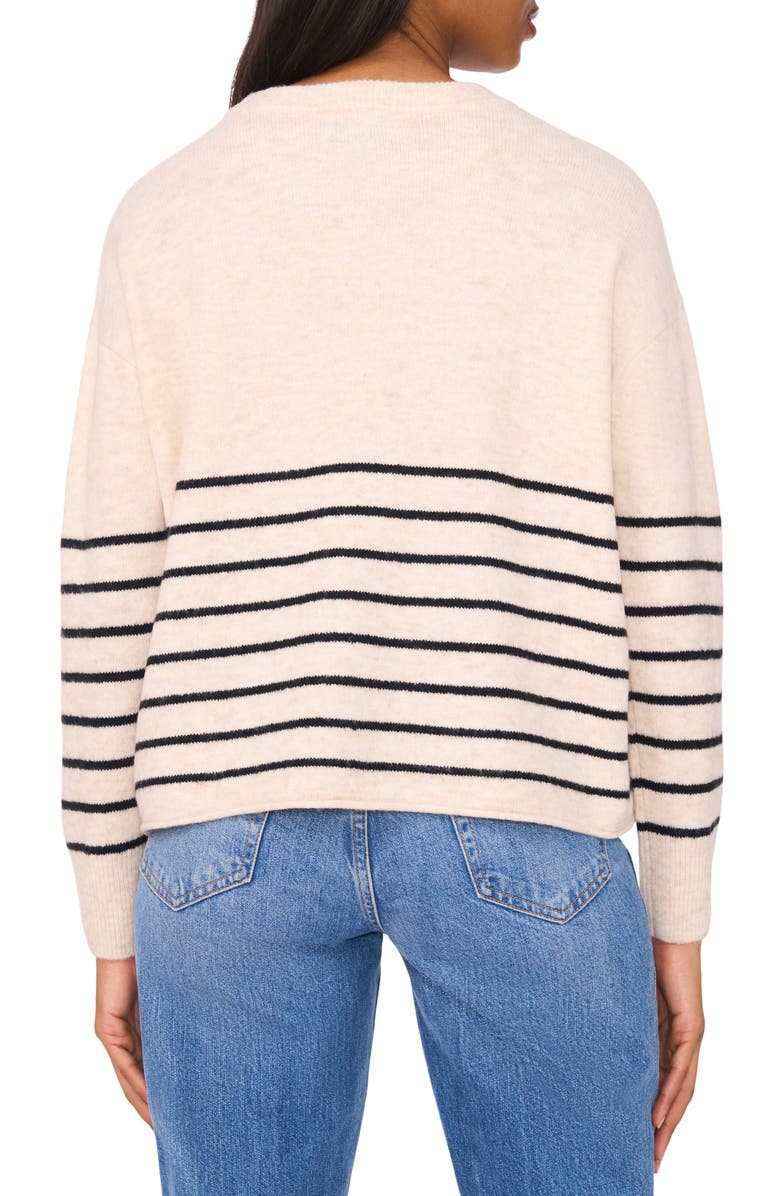 CeCe Stripe Sweater, Alternate, color, Malted/ Rich Black