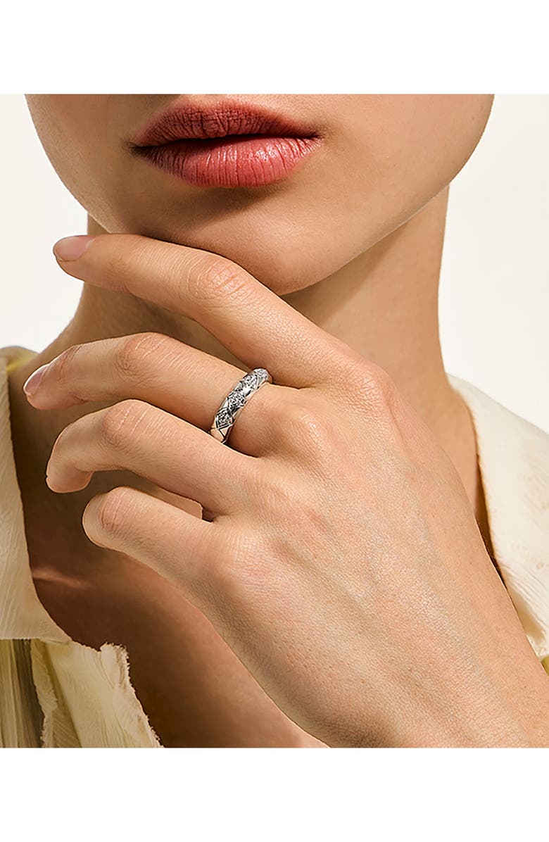 John Hardy Naga Sterling Silver & Diamond Band Ring, Alternate, color, Silver