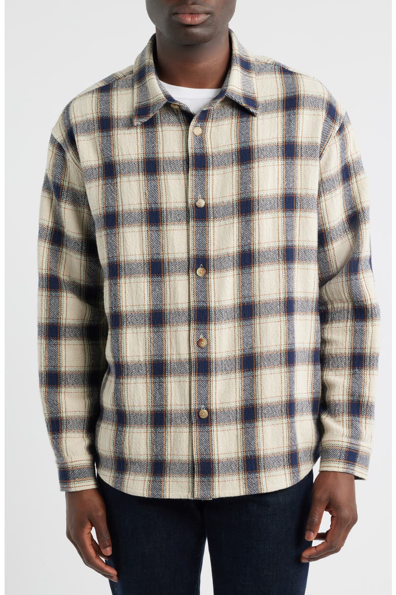Plaid Overshirt, Alternate, color, CREAM/ NAVY PLAID