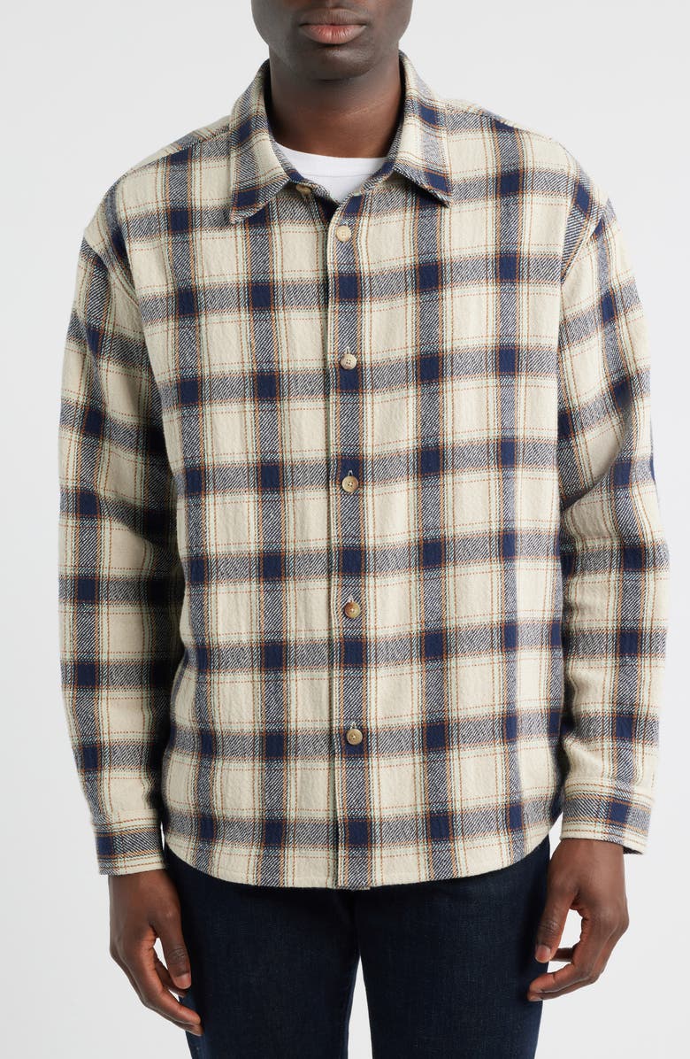 FRAME Plaid Overshirt, Alternate, color, Cream/ Navy Plaid