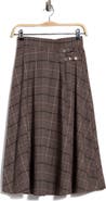 Adrianna Papell Plaid Midi Skirt
