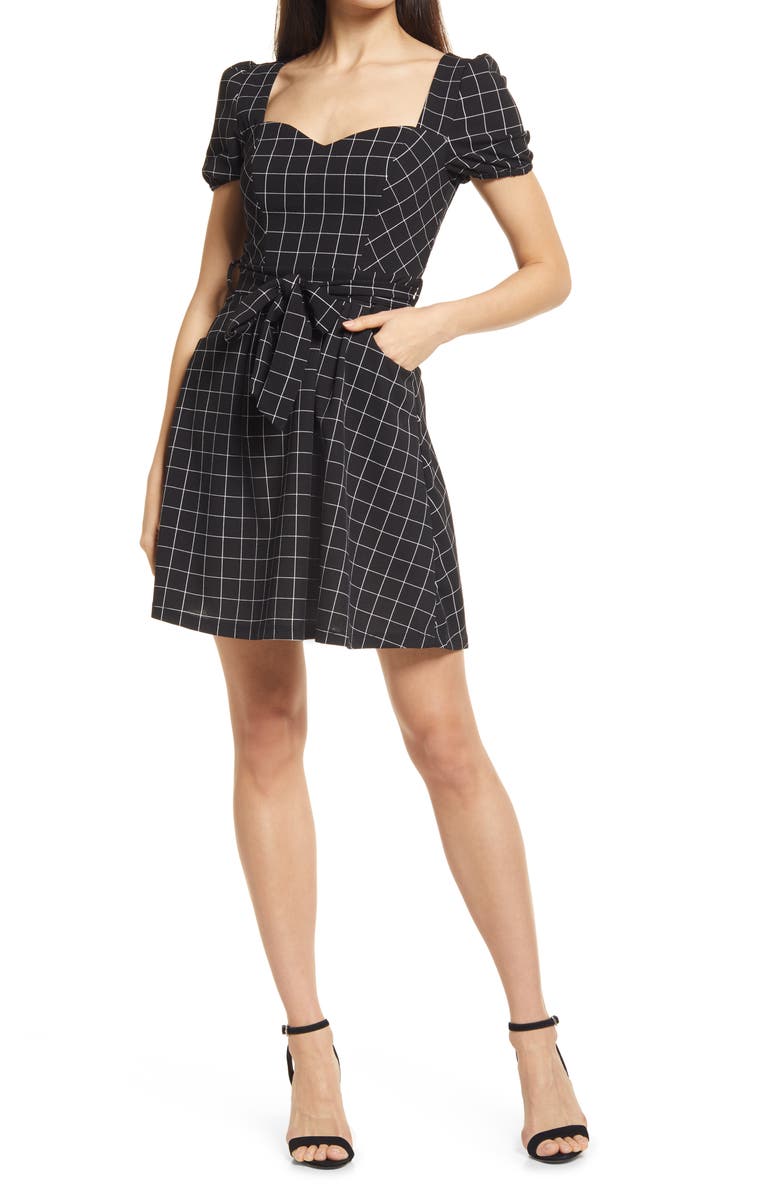 LNL Love, Nickie Lew Plaid Skater Dress, Main, color, 