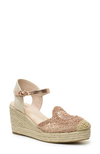 Catherine Catherine Malandrino Laboh Platform Wedge Espadrille Sandal In Rose Gold