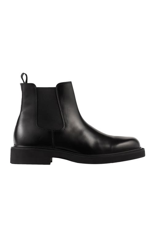 SANDRO Glazed leather Chelsea boots in Black 