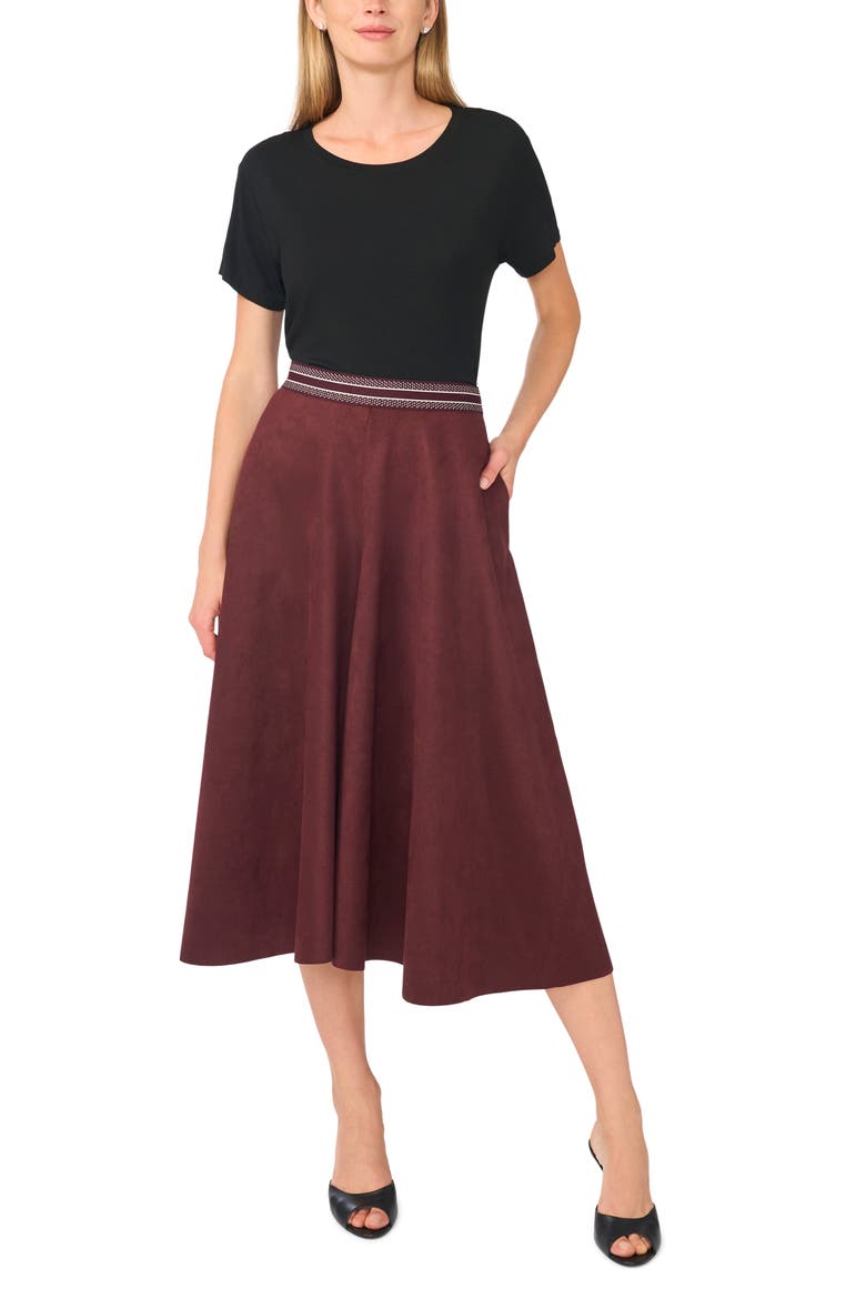 Faux Suede Wide Leg Culottes, Alternate, color, MAUVE MARSALA
