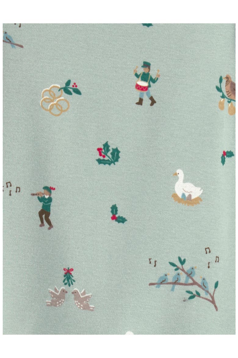 Print Fitted Organic Cotton Two-Piece Pajamas, Alternate, color, 12 DAYS OF CHRISTMAS