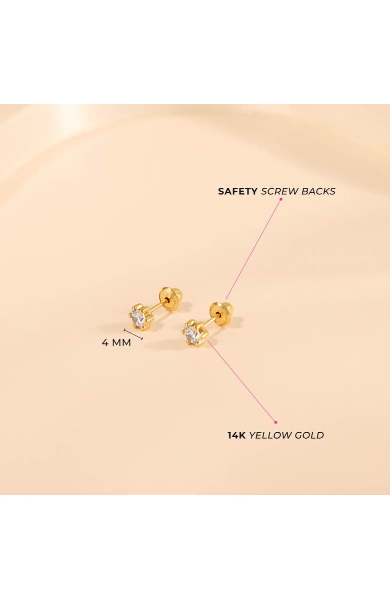 In Season Jewelry 14k 6 Prong Cubic Zirconia Solitaire Earrings, Alternate, color, Gold