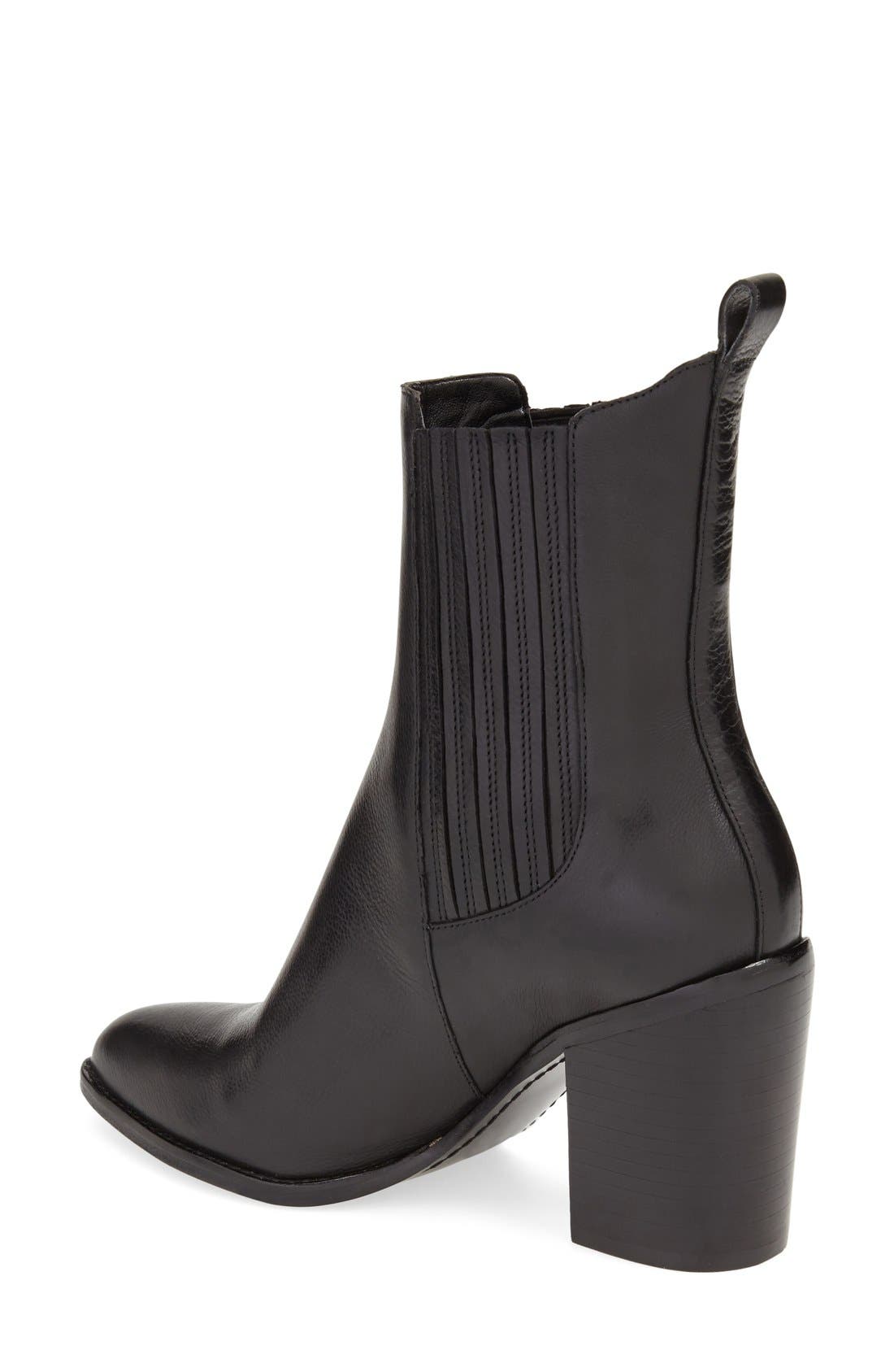 'Alisa' Pointy Toe Chelsea Boot, Alternate, color, BLACK LEATHER
