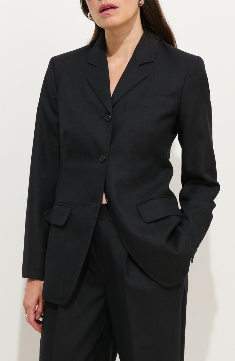 Alex Mill Primrose Pleated Wool Pull-On Trousers, Alternate, color, Black