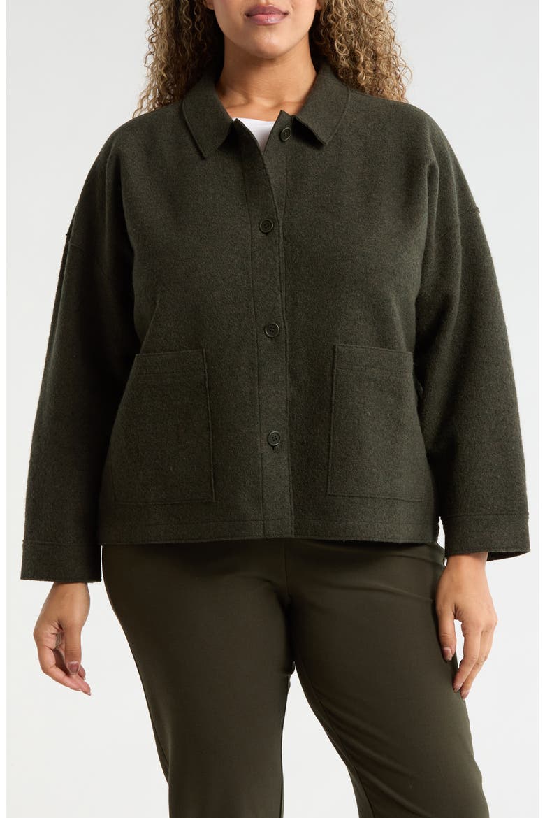 Classic Collar Boiled Wool Jacket, Alternate, color, WOODLAND