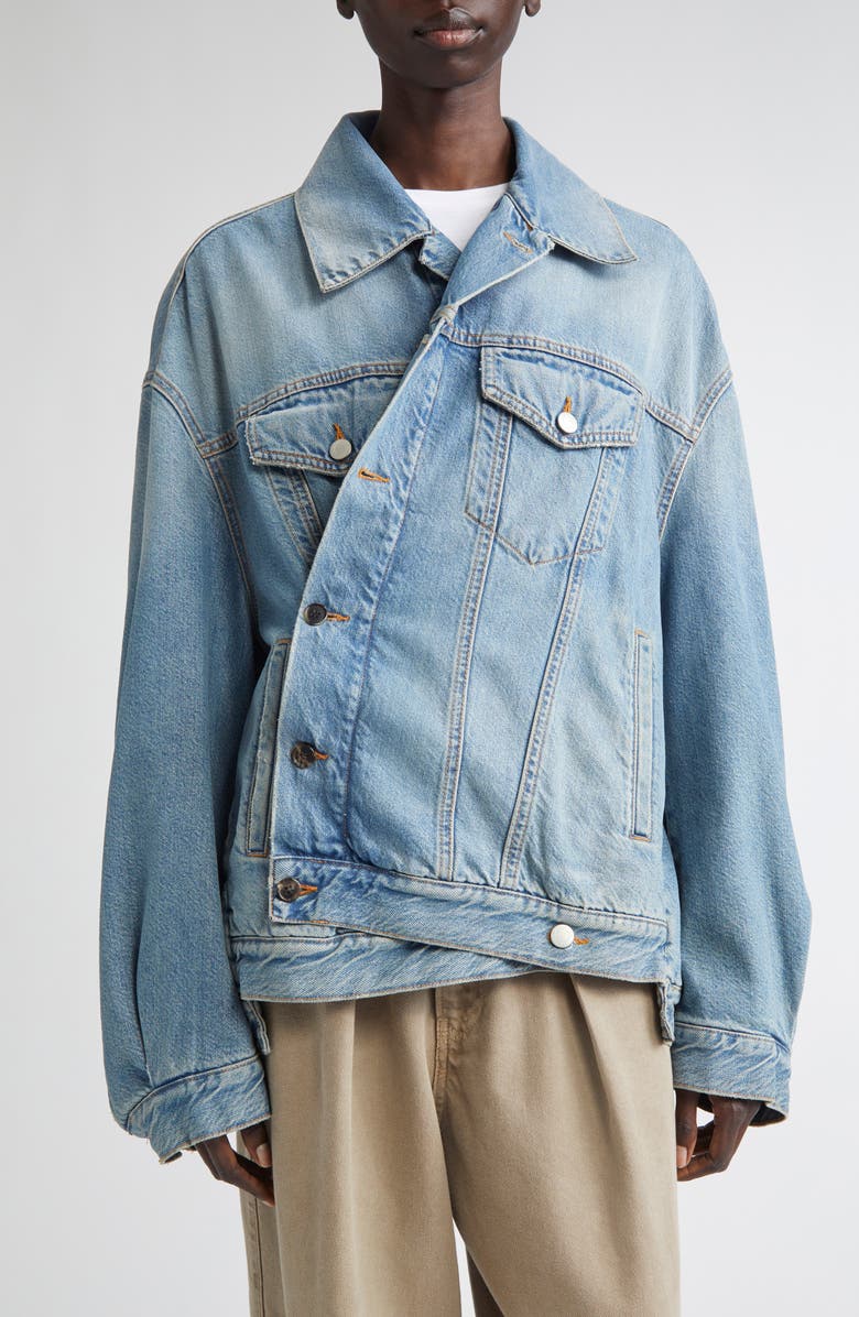 Haikure New Janet Oversize Distressed Denim Jacket, Alternate, color, Ionic Blue