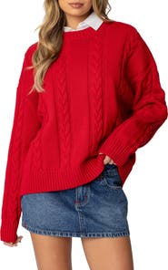 EDIKTED Acacia Oversize Cotton Cable Sweater