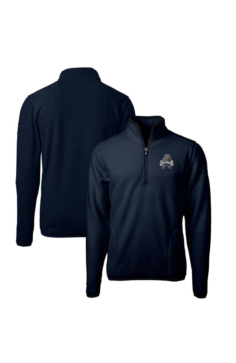 Cutter & Buck Men's Cutter & Buck Navy Utah State Aggies Vault Cascade Eco Sherpa Fleece Quarter-Zip Pullover Jacket, Main, color, 