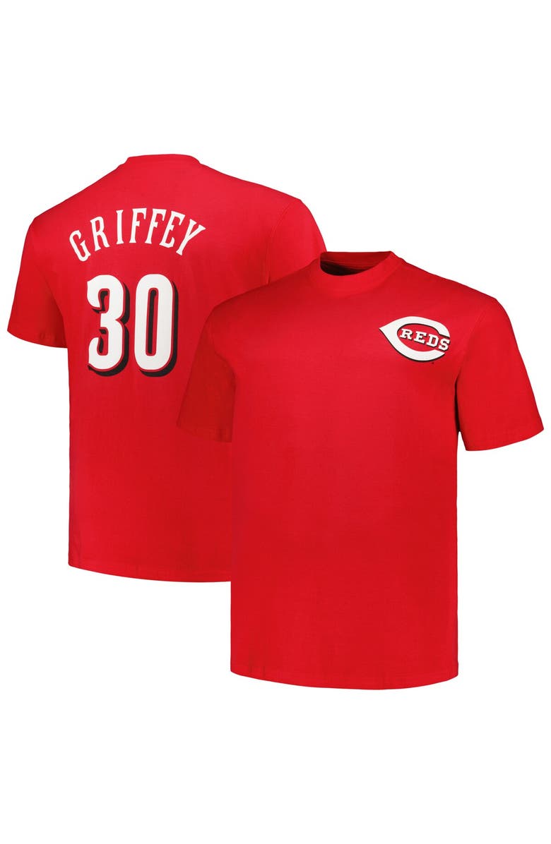 PROFILE Men's Profile Ken Griffey Red Cincinnati Reds Big & Tall Cooperstown Collection Player Name & Number T-Shirt, Main, color, Red