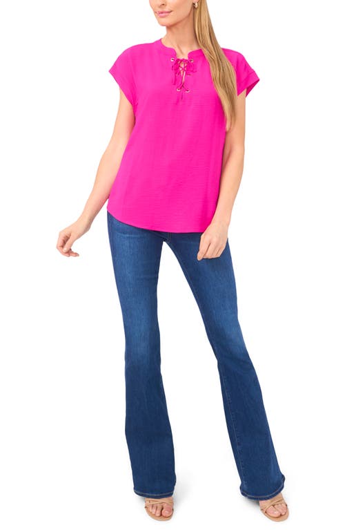 Vince Camuto Crinkle Lace-up Top In Pink