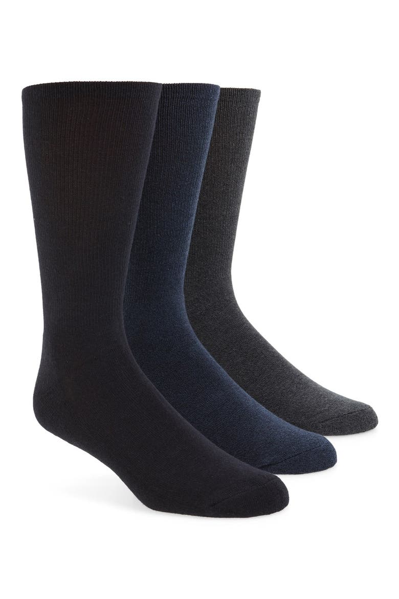 3-Pack Cotton Blend Socks, Main, color, NAVY ASSORTED