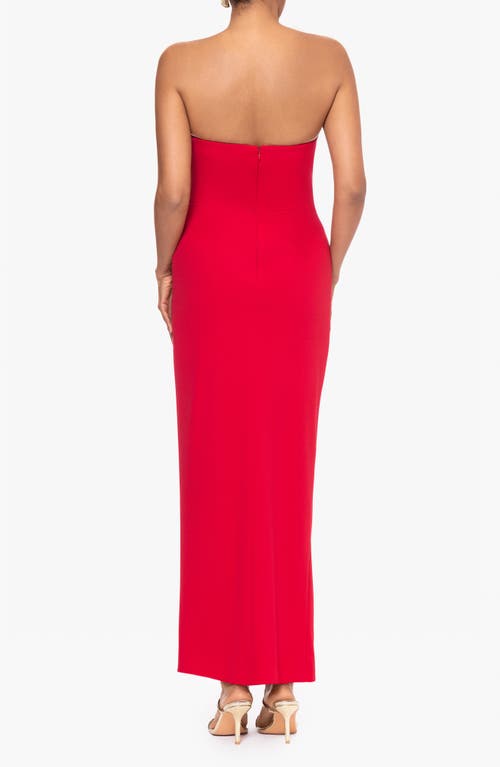BETSY & ADAM BETSY & ADAM STRAPLESS SCUBA CREPE GOWN. 
