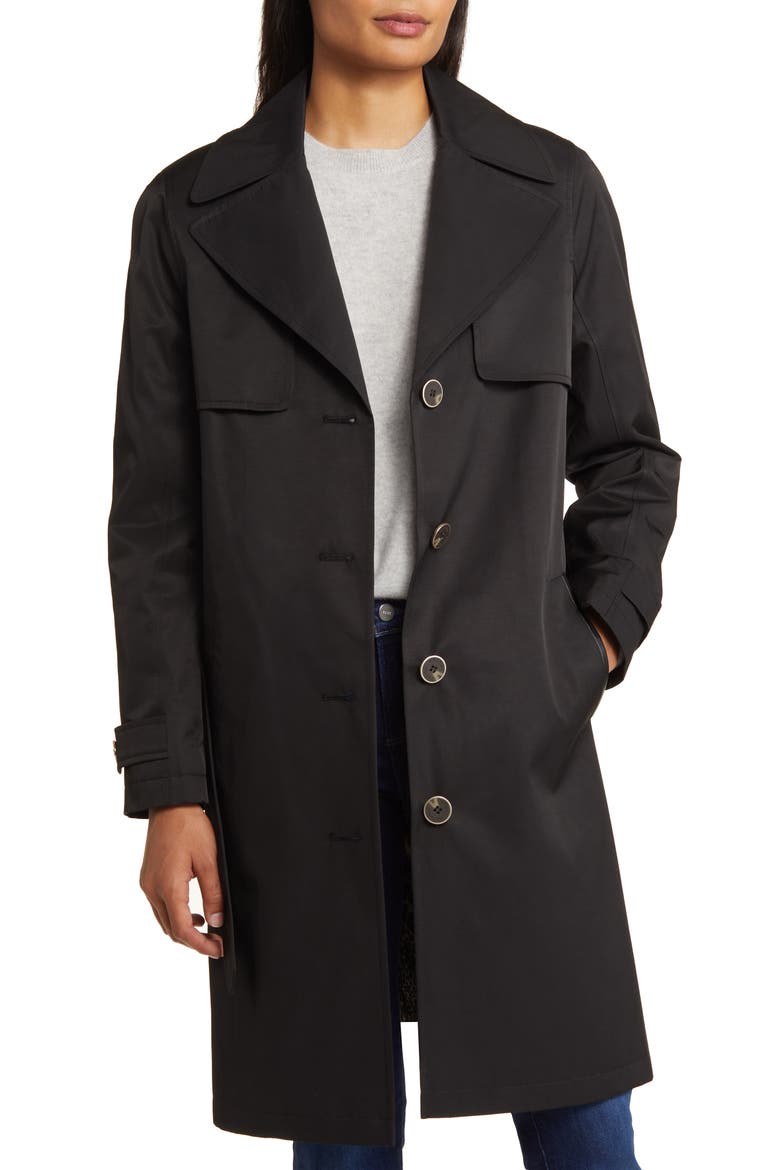 Belted Trench Coat, Alternate, color, BLACK