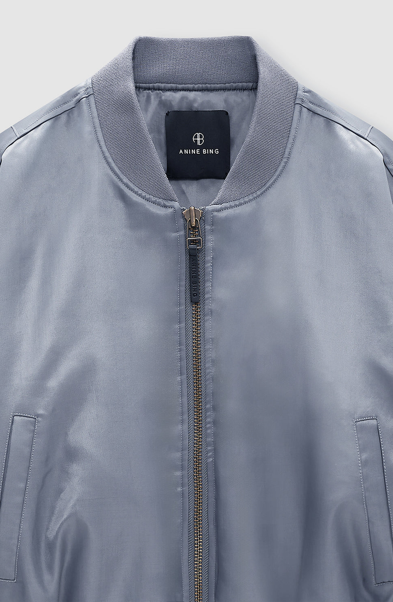 ANINE BING Cropped Leon Bomber Jacket, Alternate, color, Dark Grey