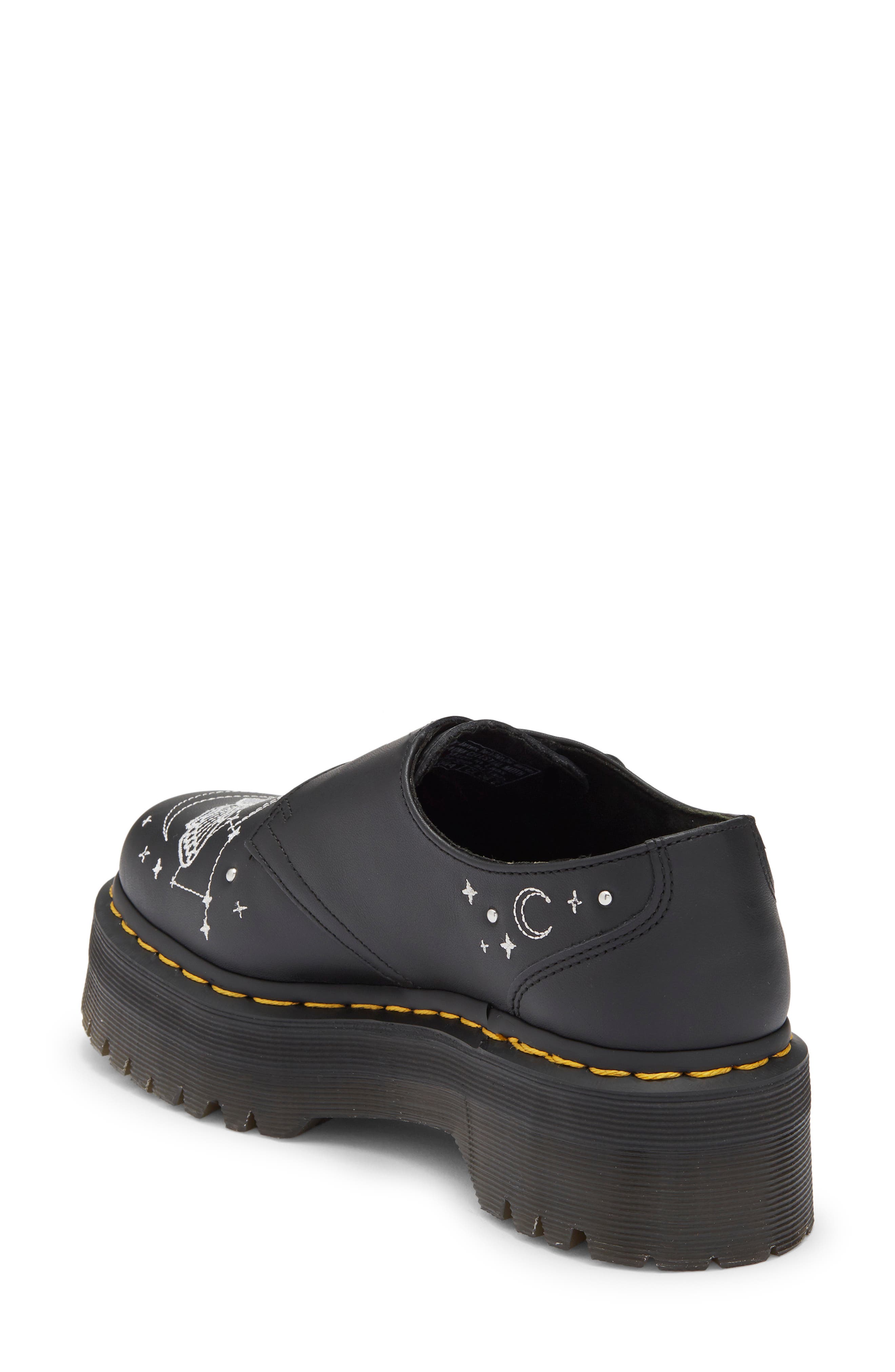 Dr. Martens Celestial Moth Monk Strap Platform Loafer, Alternate, color, Black