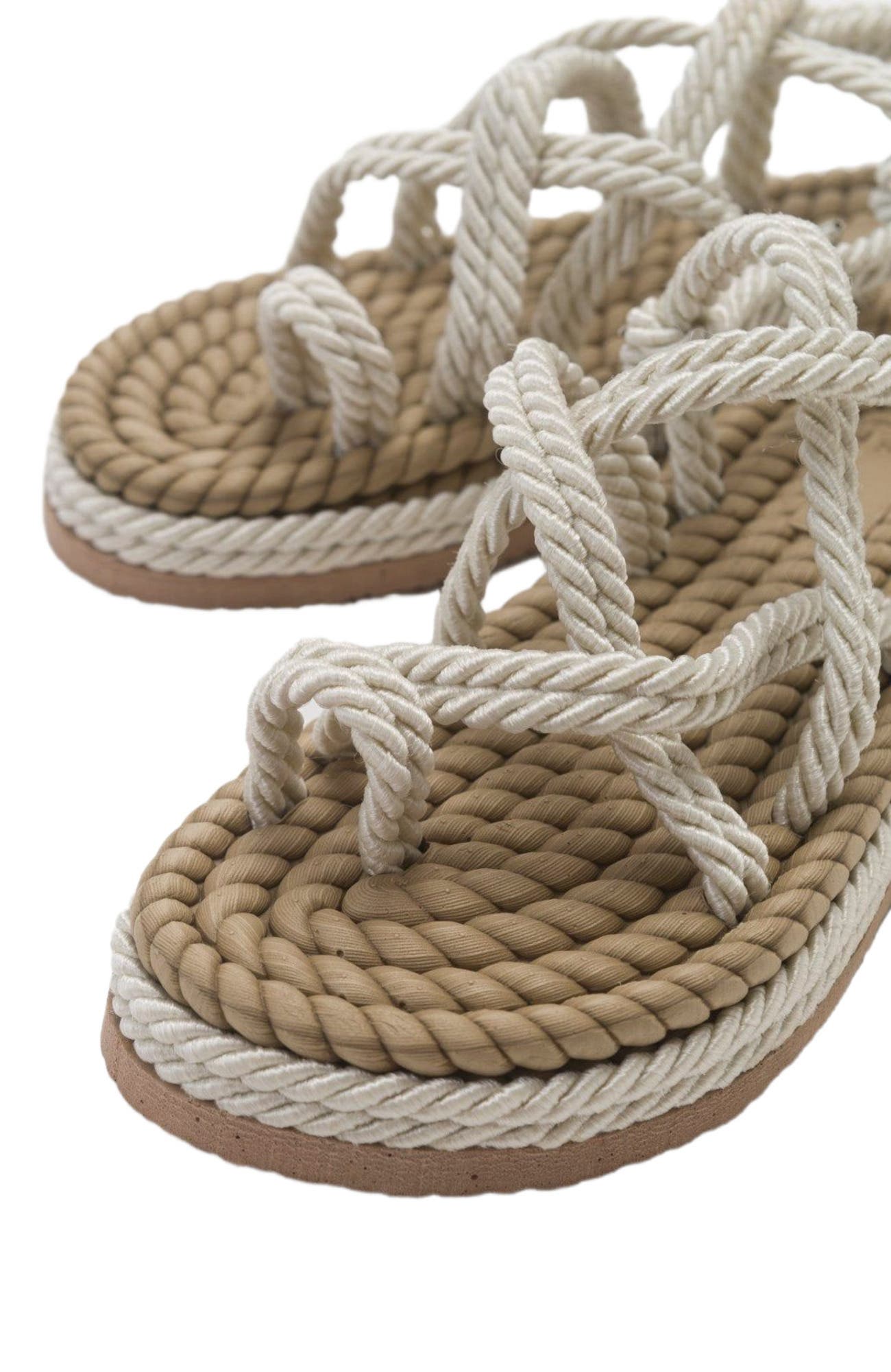 POMA Flat Sandal, Alternate, color, Beige Faux Leather