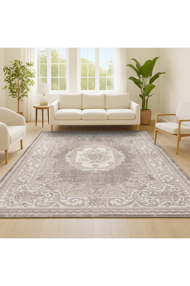 Rosalia Cottage Medallion Area Rug, Alternate, color, Beige/Ivory