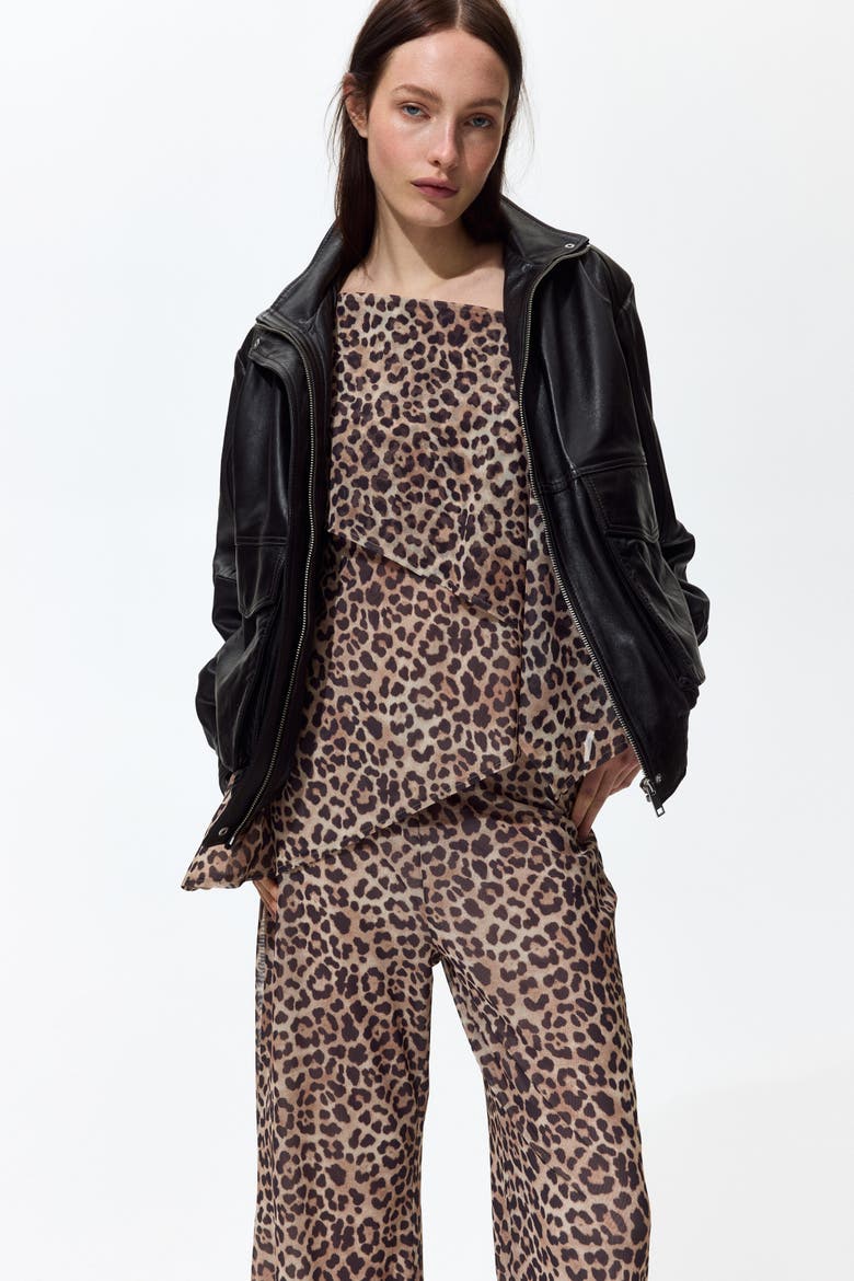 Mesh Pull-on Trousers, Alternate, color, Light beige/leopard print