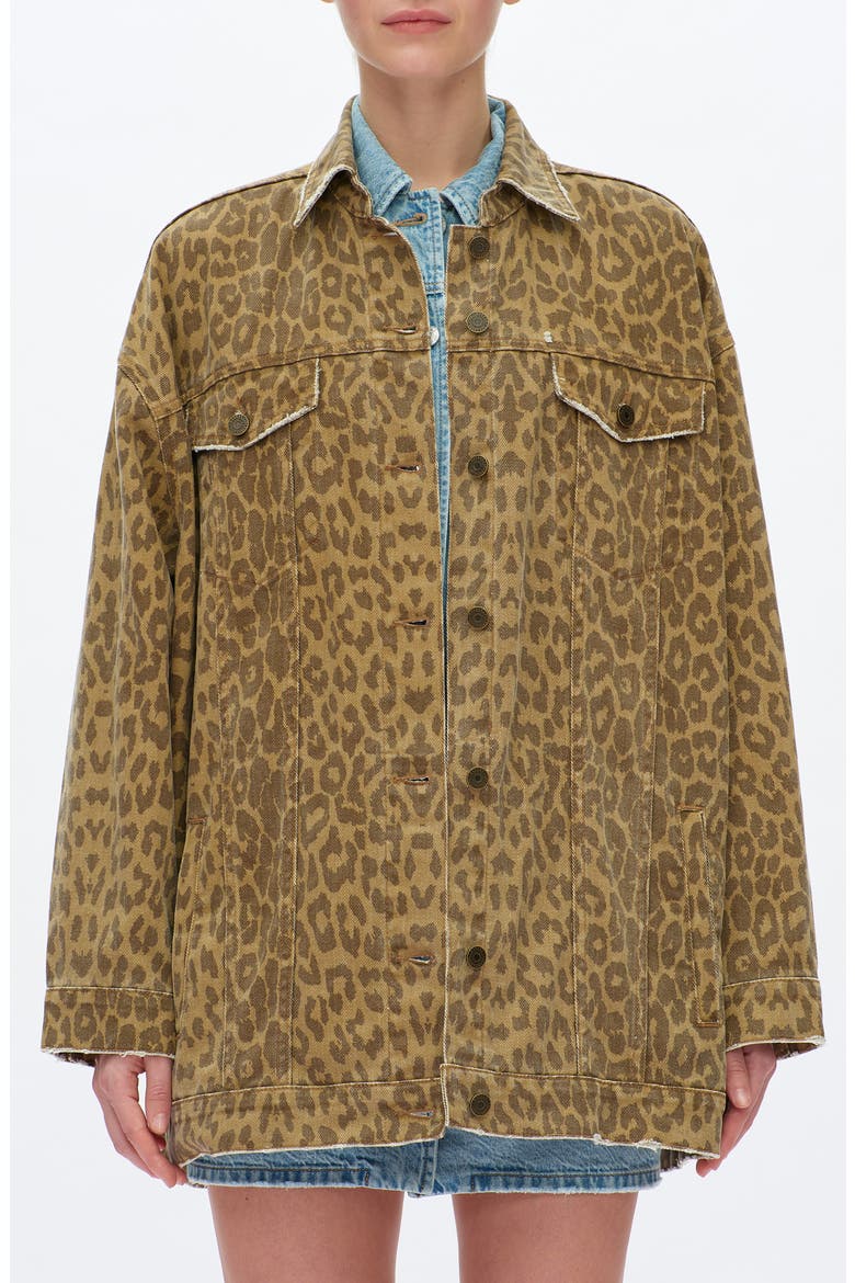 Relaxed Fit Leopard Print Denim Shirt Jacket, Main, color, LEOPARD