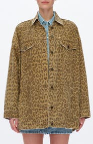 Bayeas Relaxed Fit Leopard Print Denim Shirt Jacket