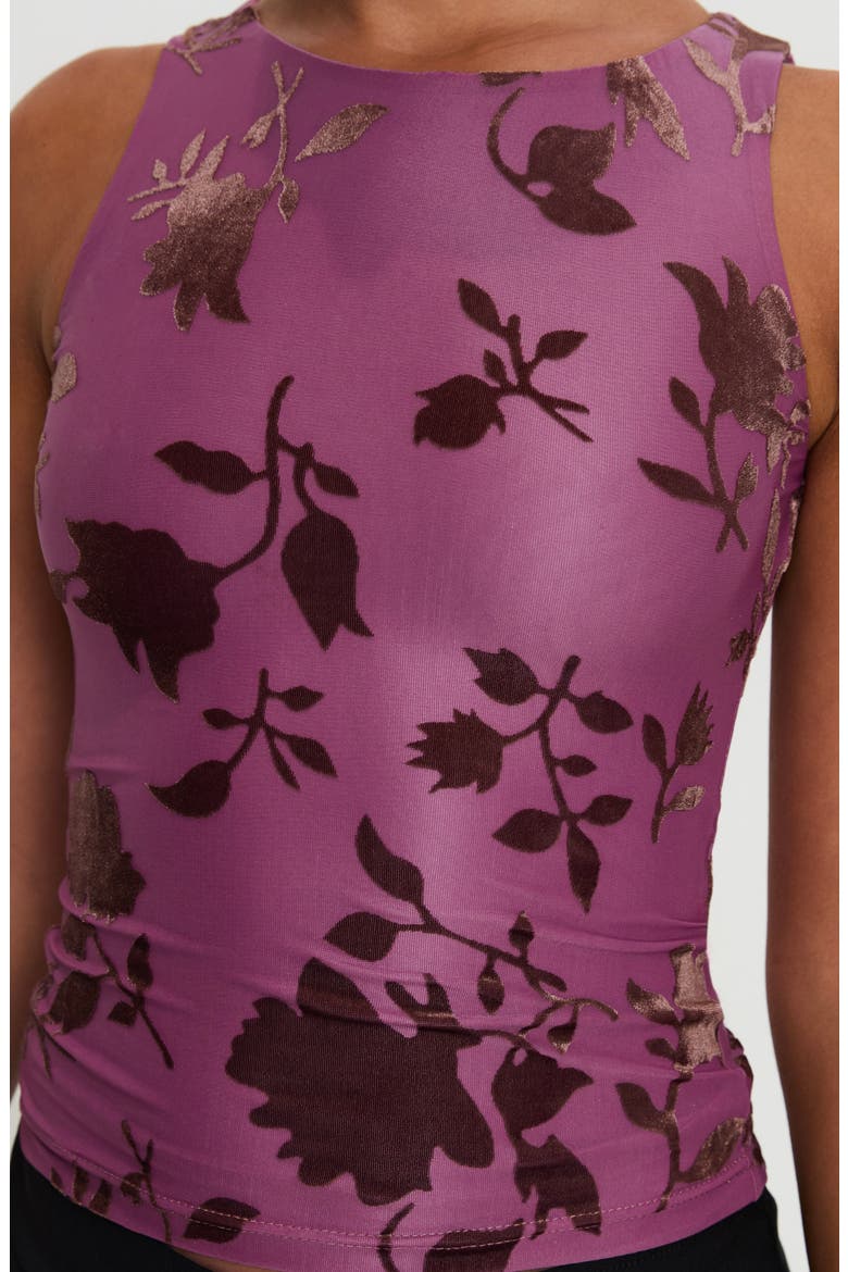 Angelical Flocked Velvet Sleeveless Top, Alternate, color, PURPLE