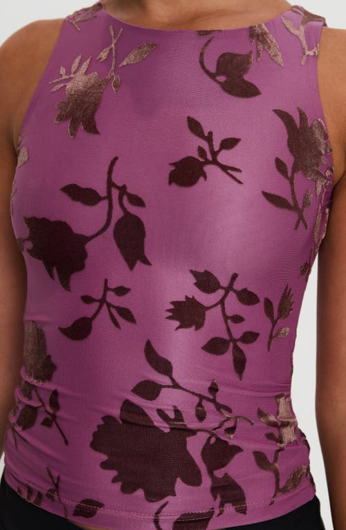 Princess Polly Angelica Flocked Velvet Sleeveless Top In Purple