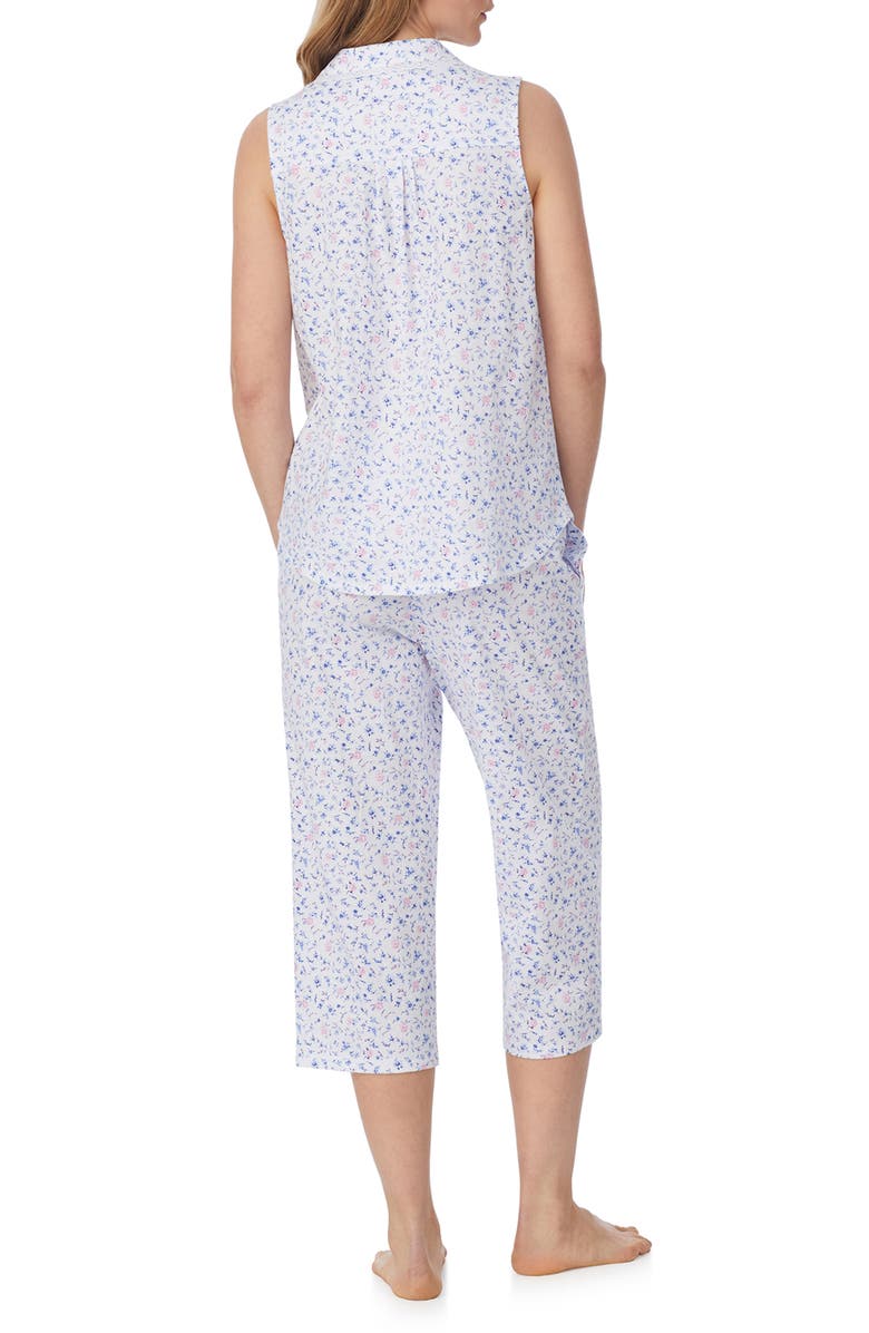 Eileen West Floral Sleeveless Capri Cotton Jersey Pajamas, Alternate, color, White Ditsy