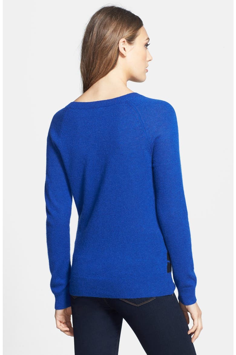 Cashmere Crewneck Sweater, Alternate, color, BLUE- BLACK MORGAN PATTERN