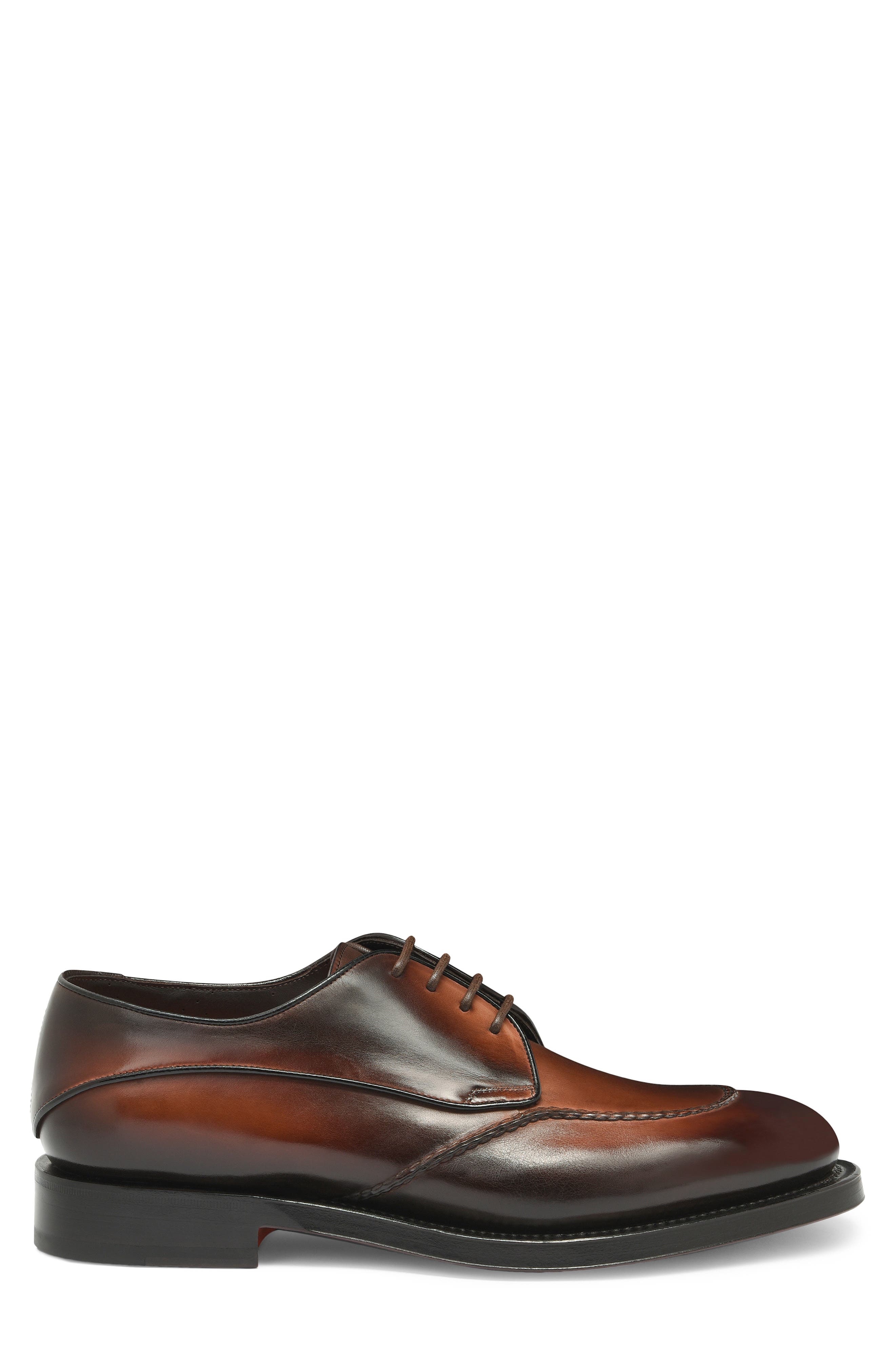 Santoni Lace-Up Derby, Alternate, color, Dark Brown-T50