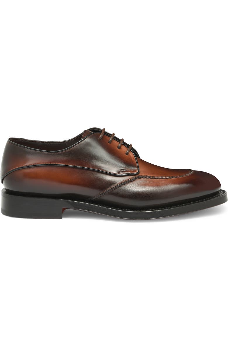 Santoni Lace-Up Derby, Alternate, color, Dark Brown-T50